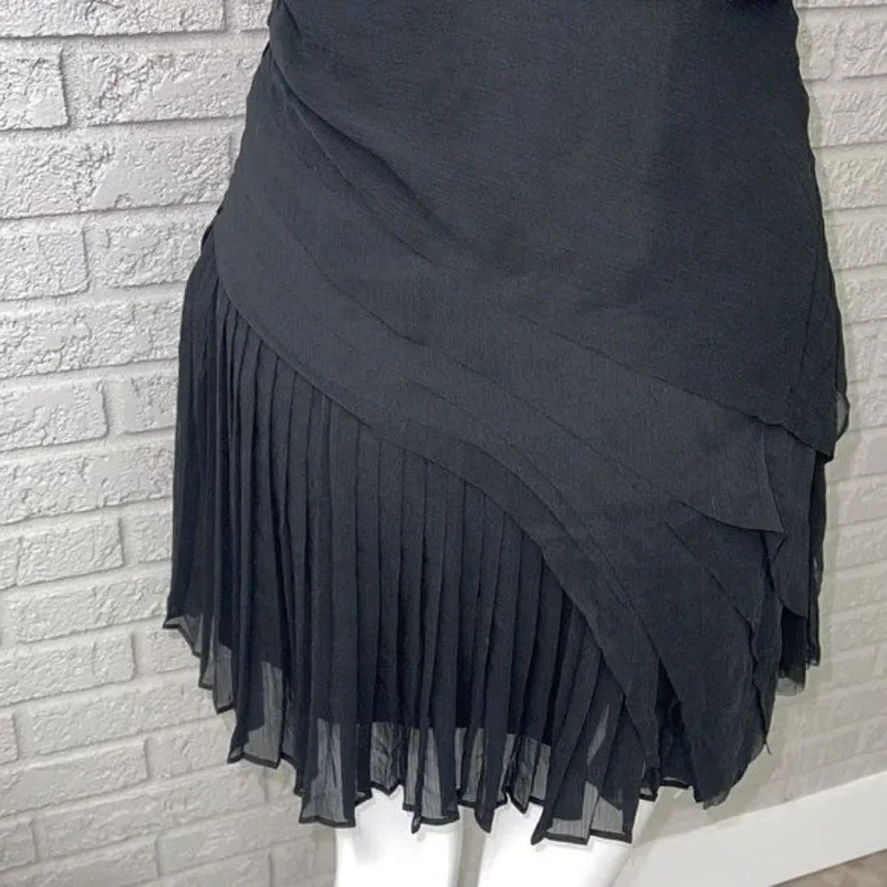 Banana Republic Black Sleeveless Layered Pleated Mini Dress 00
